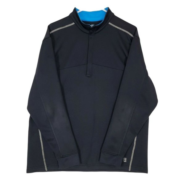 PGA Tour Jacket Mens L Black 1/4 Zip Pullover Athletic Long Sleeve Shirt Sweater - Picture 1 of 10